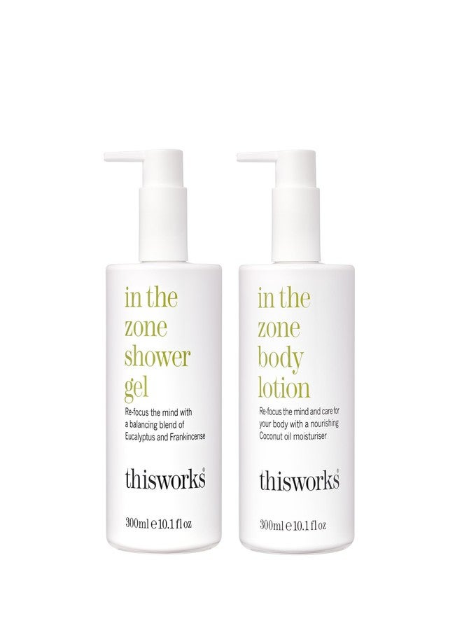 THISWORKS In The Zone Set – Shower Gel 300ml & Body Lotion 300ml – Balancing Bodycare with Coconut Oil, Glycerin, Eucalyptus & Frankincense to Cleanse, Nourish & Refocus the Mind - Image 5